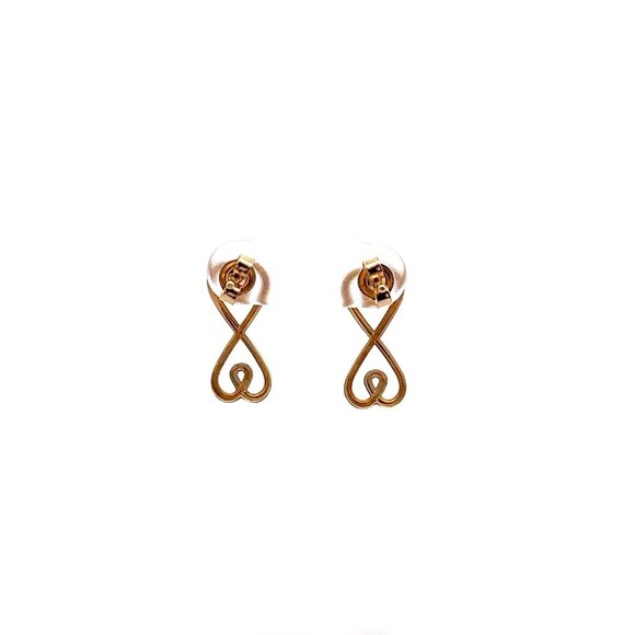 18K Gold Earrings Post Infinity 1.80 grams - Picture 8 of 9